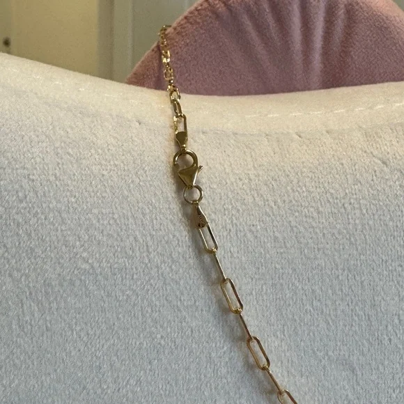 Paperclip Gold Chain with Puffed Heart 10k Gold Pendant Necklace - Picture 5 of 7